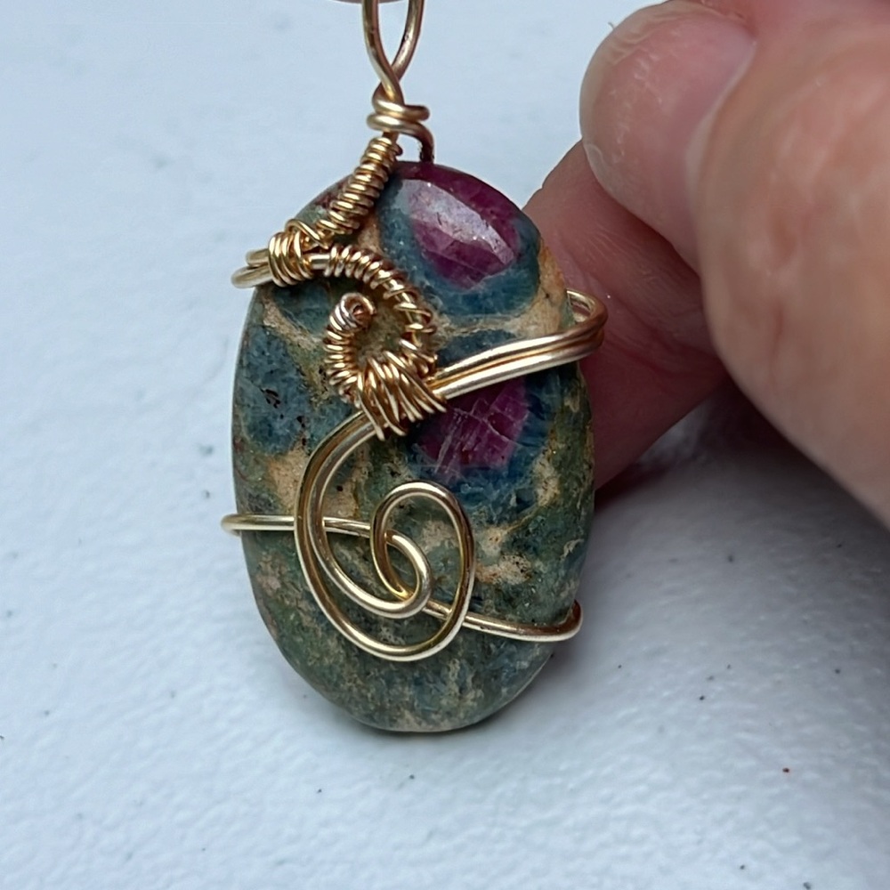 Ruby In Zoisite Wire Wrapped Pendant - image 4